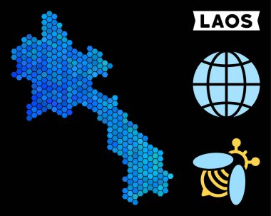 Mavi altıgen Laos Haritası