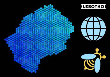 Mavi altıgen Lesoto Haritası