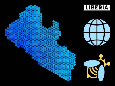 Mavi altıgen Liberya Haritası
