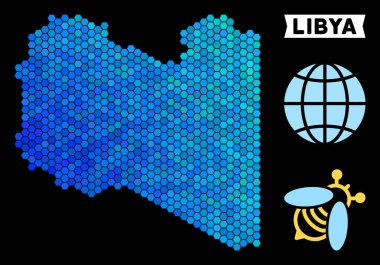 Mavi altıgen Libya Haritası