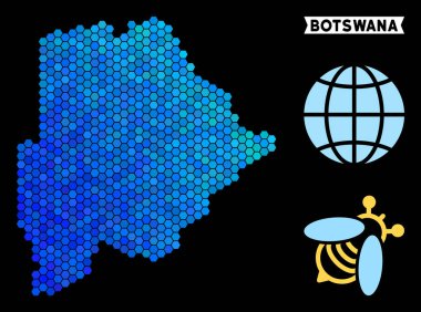 Mavi altıgen Botsvana Haritası