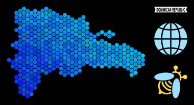 Mavi altıgen Dominik Cumhuriyeti haritası