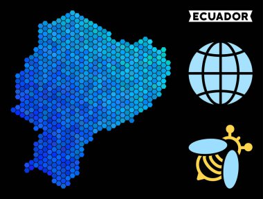 Mavi altıgen Ekvador Haritası