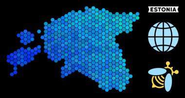 Mavi altıgen Estonya Haritası