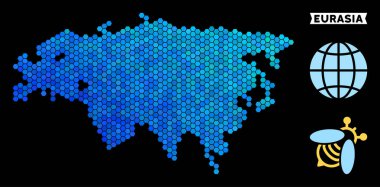 Mavi altıgen Eurasia harita