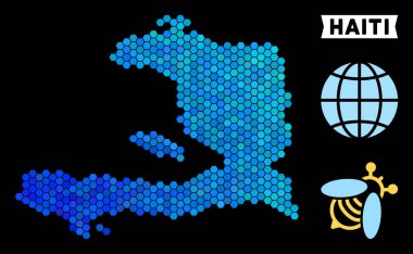 Mavi altıgen Haiti Haritası