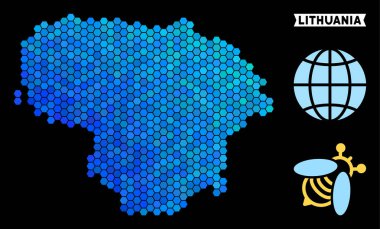 Mavi altıgen Litvanya Haritası
