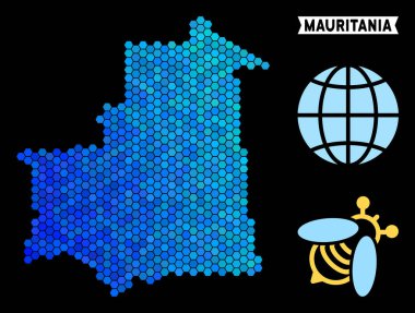 Mavi altıgen Moritanya Haritası