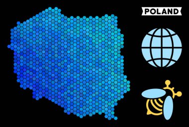 Mavi altıgen Polonya harita