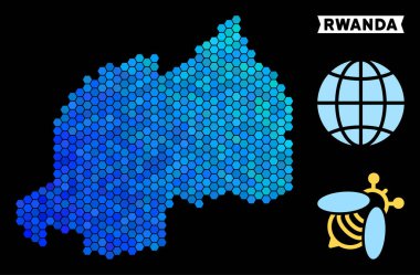 Mavi altıgen Ruanda Haritası