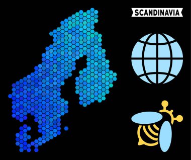 Mavi altıgen Scandinavia harita