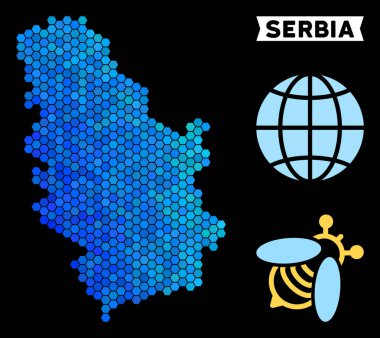 Mavi altıgen Sırbistan harita