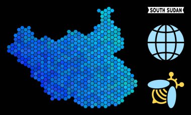 Mavi altıgen Güney Sudan Haritası