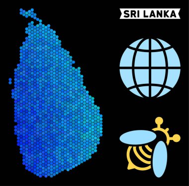 Mavi altıgen Sri Lanka ada Haritası