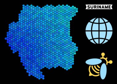 Mavi altıgen Surinam Haritası