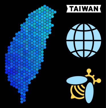 Mavi altıgen Tayvan ada Haritası