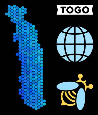 Mavi altıgen Togo Haritası