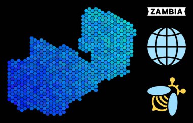 Mavi altıgen Zambiya Haritası