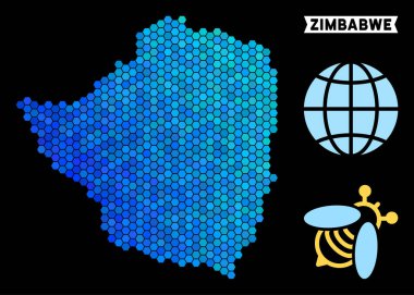 Mavi altıgen Zimbabve Haritası