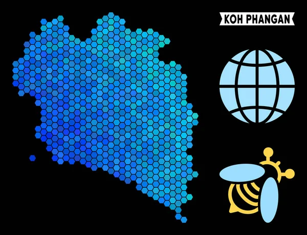 Mavi altıgen Koh Samui Tayland ada Haritası
