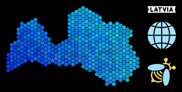 Mavi altıgen Letonya Haritası