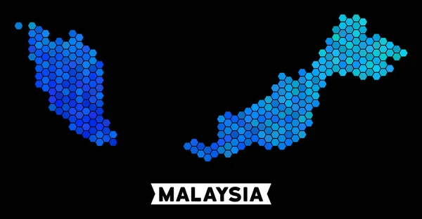 Peta Hexagon Malaysia Biru - Stok Vektor
