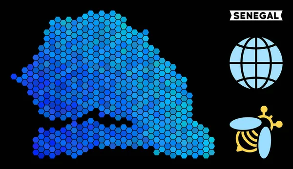 Mavi altıgen Senegal Haritası