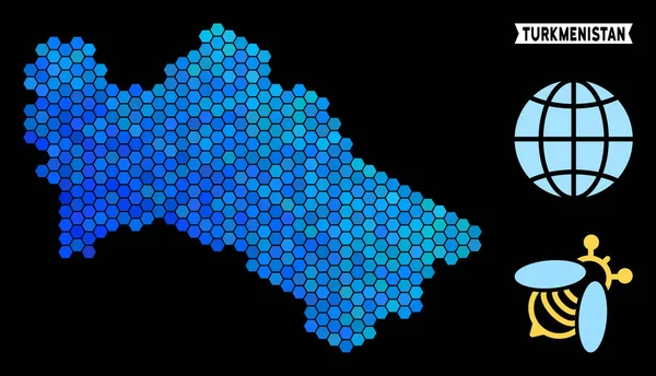 Mavi altıgen Türkmenistan Haritası