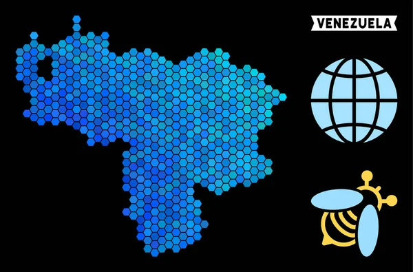 蓝色六角委内瑞拉地图 — 图库矢量图片