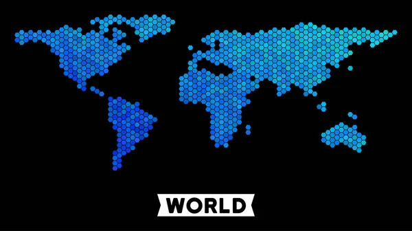 Mapa do mundo do hexágono azul —  Vetores de Stock