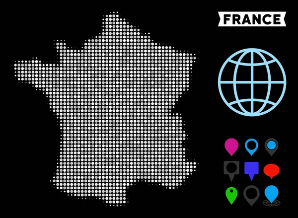 Dotted Halftone France Map — Stock Vector