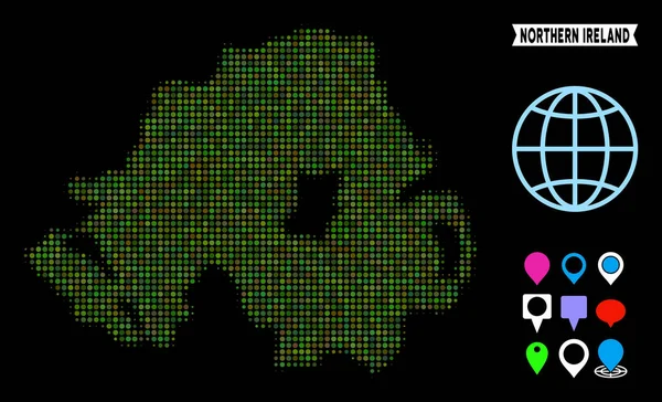 Mapa do Pixel Halftone Irlanda do Norte —  Vetores de Stock