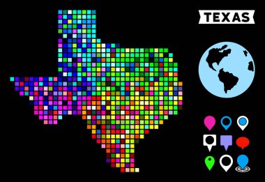 Renkli Pixel Texas harita