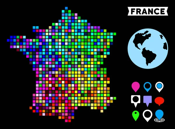 Barevným tečkovaným Francie mapa — Stockový vektor