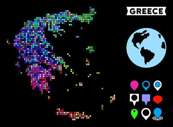 Colored Dotted Greece Map — Stock Vector