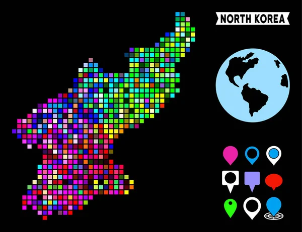 Mapa de Corea del Norte punteado de colores — Vector de stock