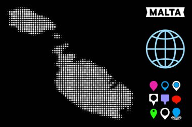 Noktalı yarım ton Malta Adası Haritası