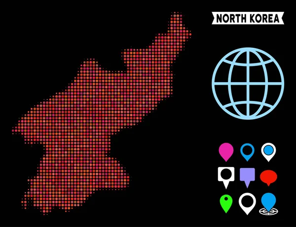 Mapa da Coreia do Norte de Halftone pontilhado —  Vetores de Stock