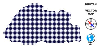 Noktalı Bhutan Haritası