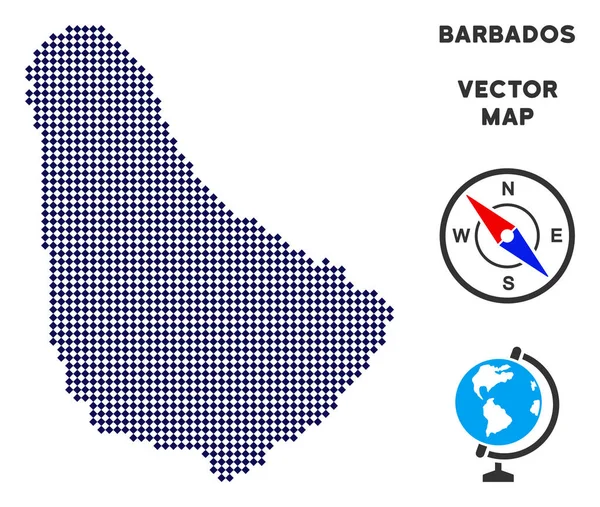 Mappa Dot Barbados — Vettoriale Stock