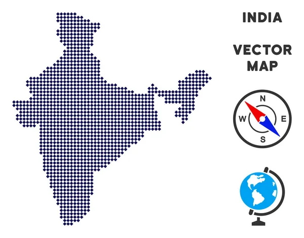 ピクセル インド マップ — ストックベクタ