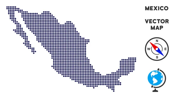 Pixelated México Mapa — Vector de stock
