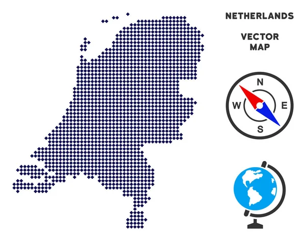 stock vector Pixelated Netherlands Map
