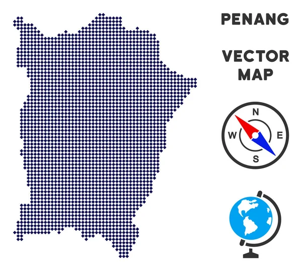 Пунктирною острові Пенанг карта — стоковий вектор