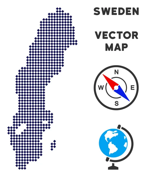 Carte Suède pixellisée — Image vectorielle