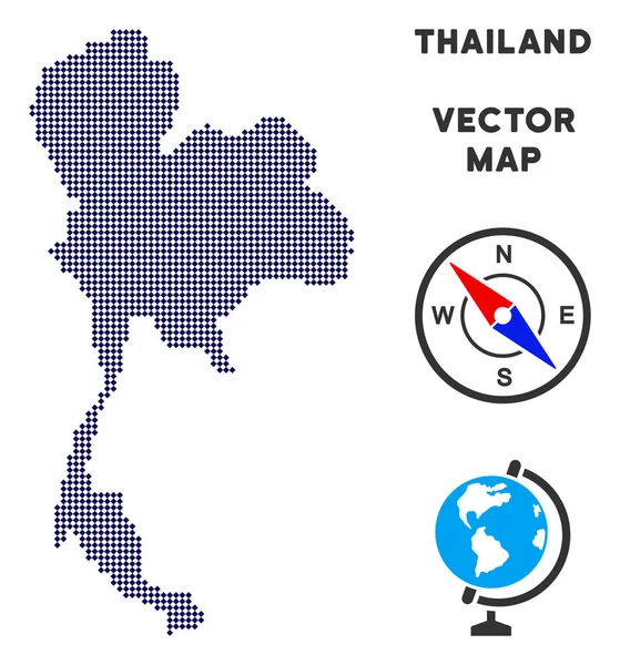 Mapa de Tailandia pixelado — Vector de stock