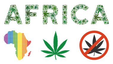 Afrika resim yazısı mozaik kenevir yaprak