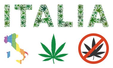 Ot yaprakları Italia metin mozaiği