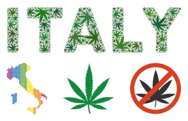 İtalya metin kompozisyonu kenevir yaprak