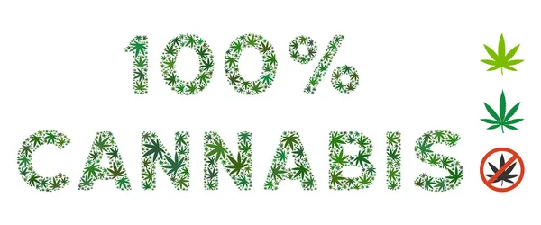 100% Cannabis Composición de la etiqueta de Cannabis — Vector de stock